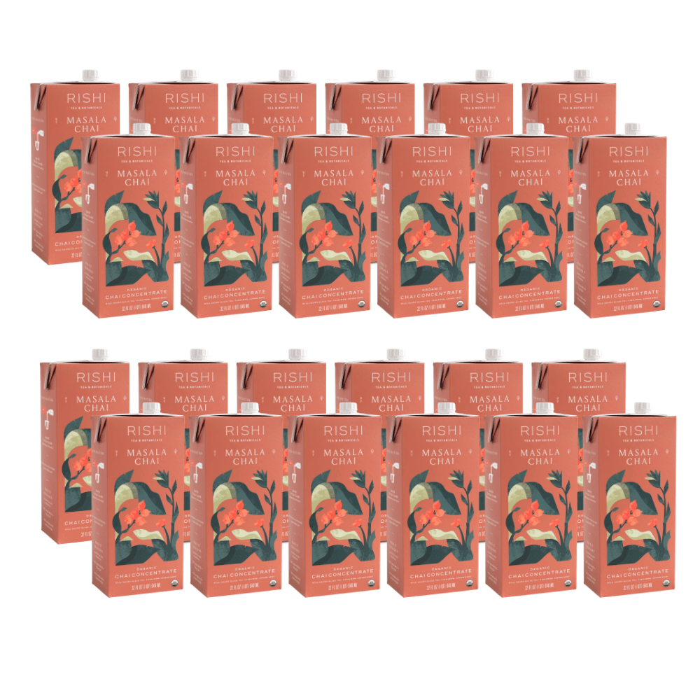 rishi tea masala chai concentrate 1:1, 2 cases of 12, 32oz cartons